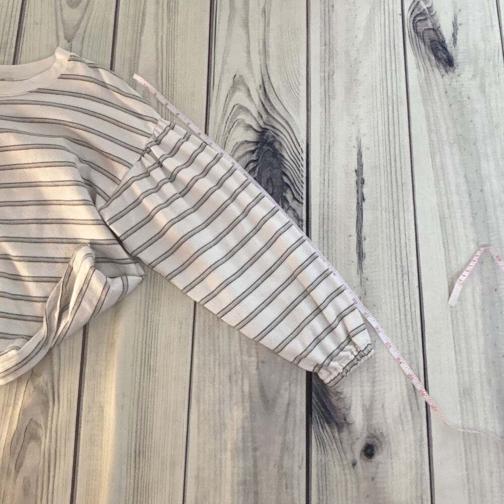 Madewell Striped Puff Drop-Shoulder Balloon-Sleeve Top Size S Cotton Blend - Picture 5 of 8